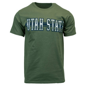 Olive Champion Utah State Stripe T-Shirt Short-Sleeve